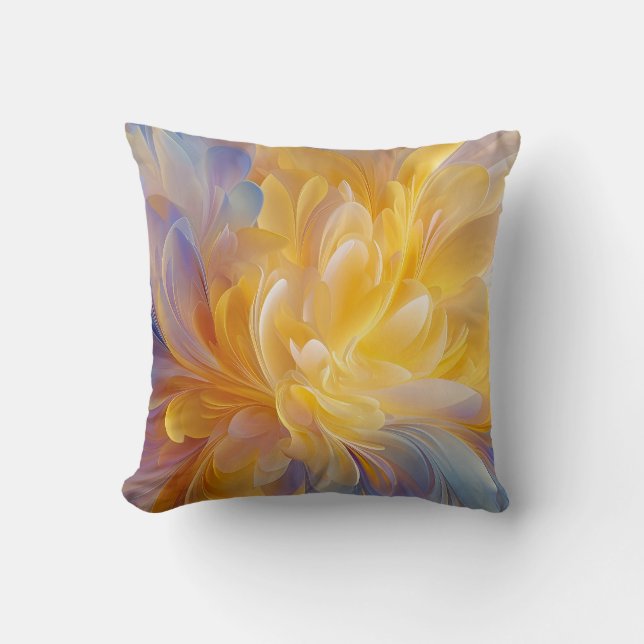 Golden Symphony of Blooming Abstract Petals Throw Pillow (Front)
