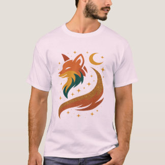 Golden Tail Fox - Cosmic Woodland Design T-Shirt
