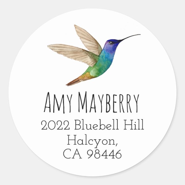 Golden-tailed Sapphire Hummingbird return address  Classic Round Sticker (Front)