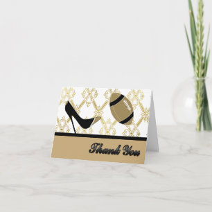 Golden Tan & Black Football Wedding Thank You Card