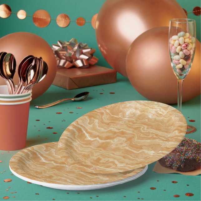 Golden Tan Egyptian Marbled Paper Plate (Multi)