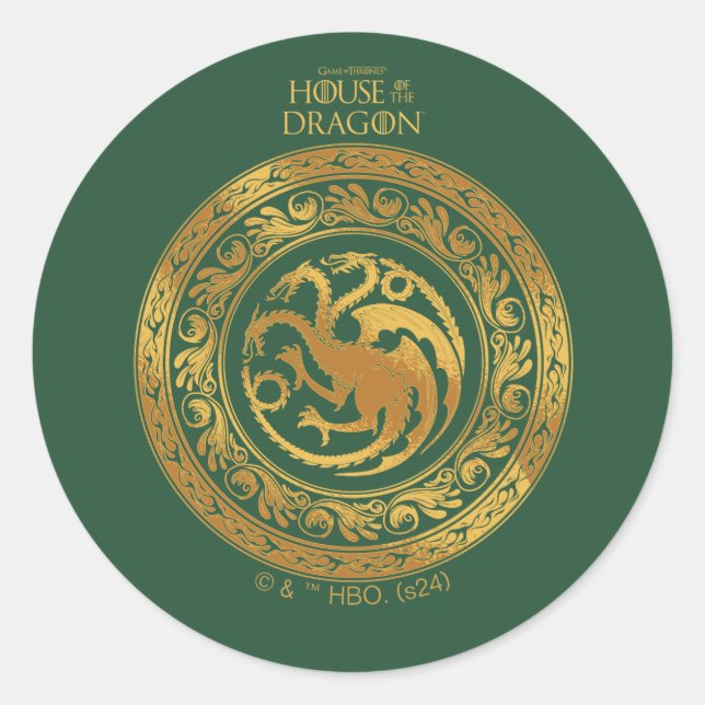 Golden Targaryen Crest Classic Round Sticker (Front)