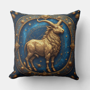 Golden Taurus Bull In Cosmic Zodiac Circle Throw Pillow