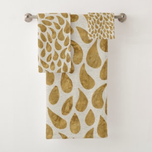 Golden Teardrops Retro Art Deco Bathroom Towels