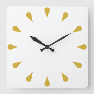 Golden teardrops square wall clock