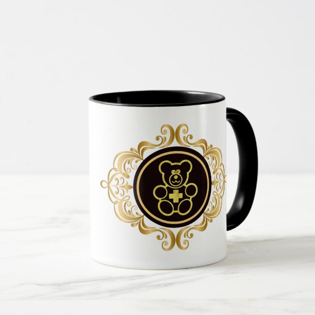 Golden Teddy Bear Doctor Personalize Name Mug (Front Right)