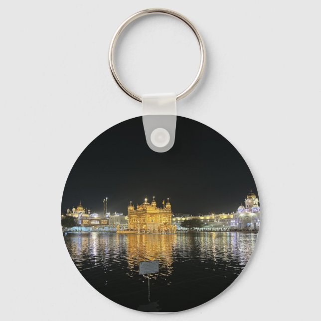 golden temple canvas print keychain (Front)