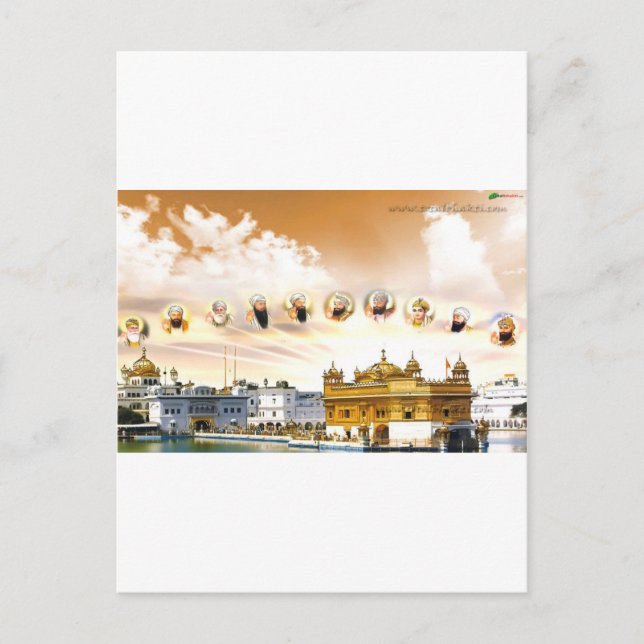 GOLDEN TEMPLE WITH THE SIKH GURUS POSTCARD (Front)