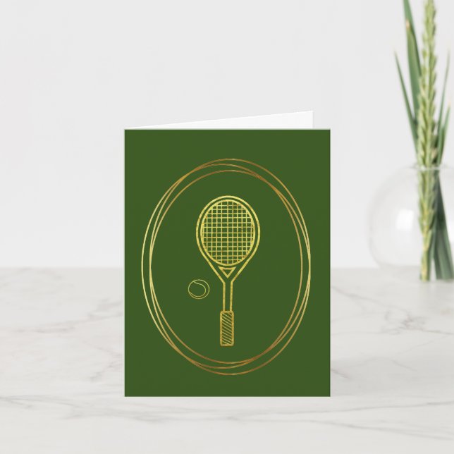 Golden Tennis Racket and Ball Outline Card (Front)