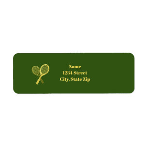 Golden Tennis Rackets Return Address Labels