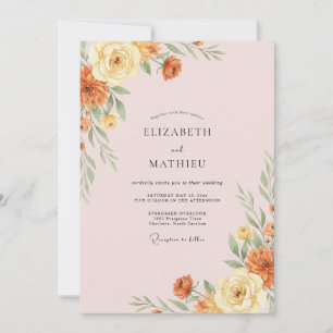 Golden Terracotta Peony Wedding Invitation