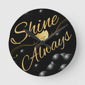 Golden Text Solar System Design Round Clock