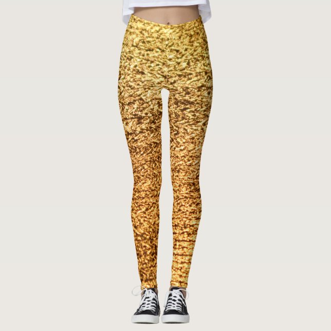 Golden textile: glamourous macro background. leggings (Front)