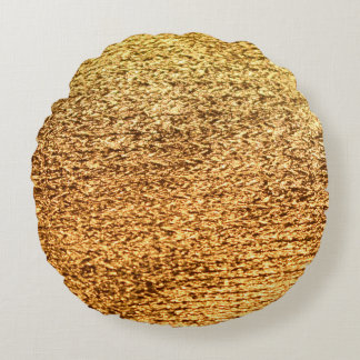 Golden textile: glamourous macro background. round pillow
