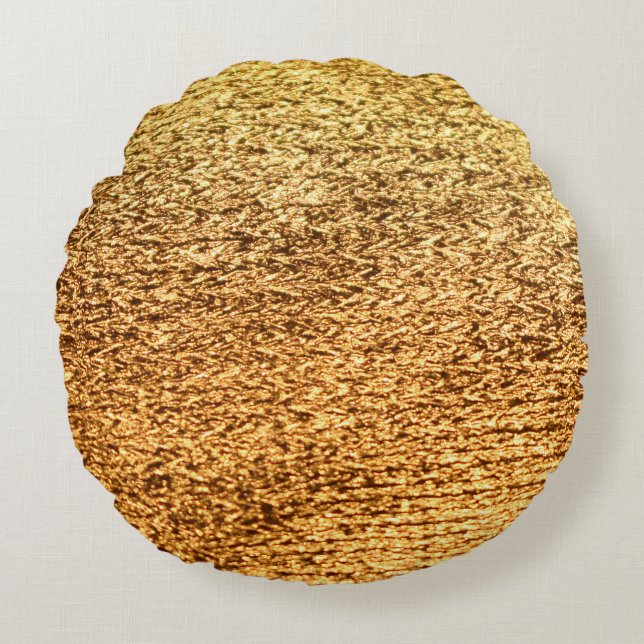 Golden textile: glamourous macro background. round pillow (Front)