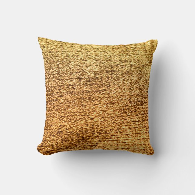 Golden textile: glamourous macro background. throw pillow (Front)
