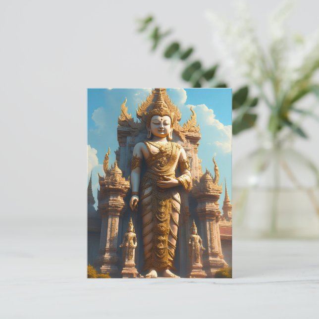 Golden Thai Temple Guardian Postcard (Standing Front)