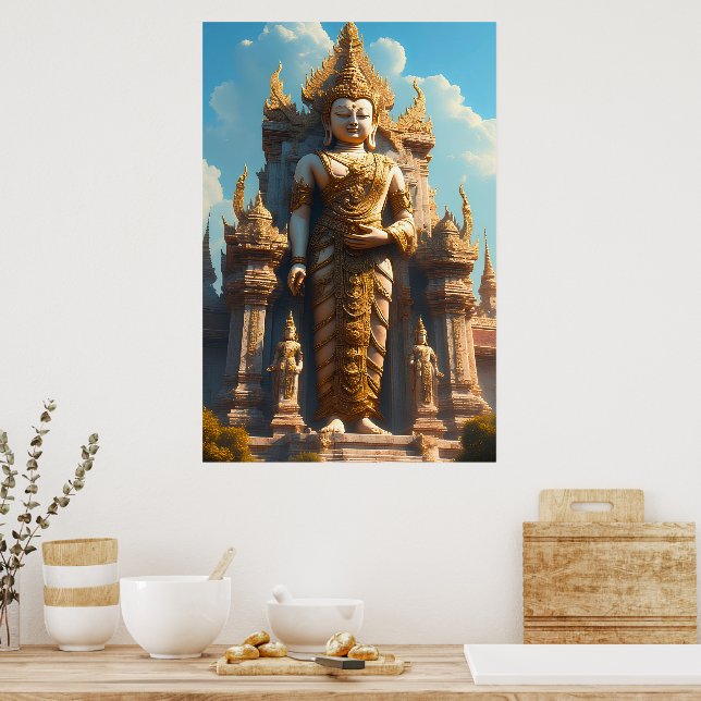 Golden Thai Temple Guardian Poster (Kitchen)
