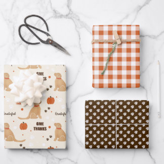 Golden Thanks Set of 3 Gift Wrap