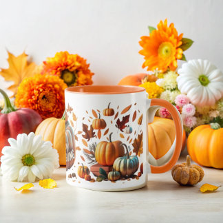 Golden Thanksgiving Pumpkin Mug