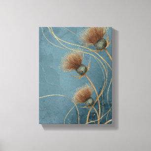 Golden Thistle Teal Blue Texture Elegance Canvas Print