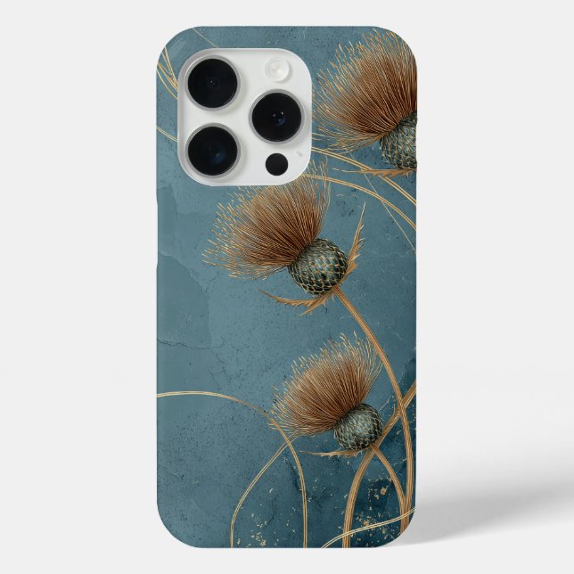 Golden Thistle Teal Blue Texture Elegance Case-Mate iPhone Case (Back)