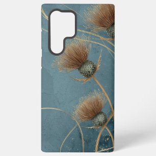 Golden Thistle Teal Blue Texture Elegance Samsung Galaxy Case