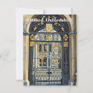 Golden Threshold – Ornate Gate in Oxford Postcard