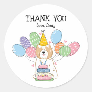 Golden Tibetan Terrier Birthday Favour Tags Sticke