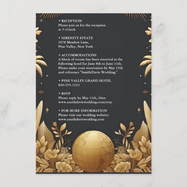 Golden Ticket Passport Boarding Pass Wedding Enclosure Card (Front)