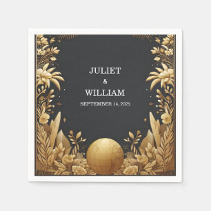 Golden Ticket Passport Boarding Pass Wedding Napkin