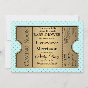 Golden Ticket Style bébé garçon douche Invitation