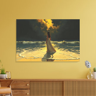 Golden Tide of Solitude | Celestial Tides Canvas Print