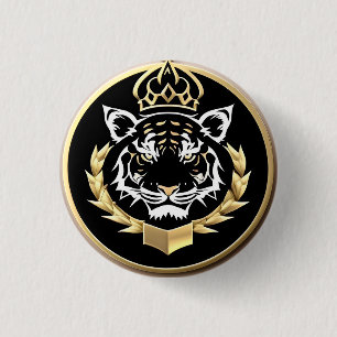 Golden Tiger Crest Emblem 1 Inch Round Button