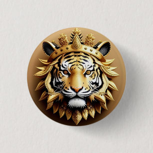 Golden Tiger Crest Emblem 1 Inch Round Button