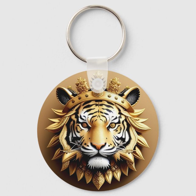 Golden Tiger Crest Emblem Keychain (Front)