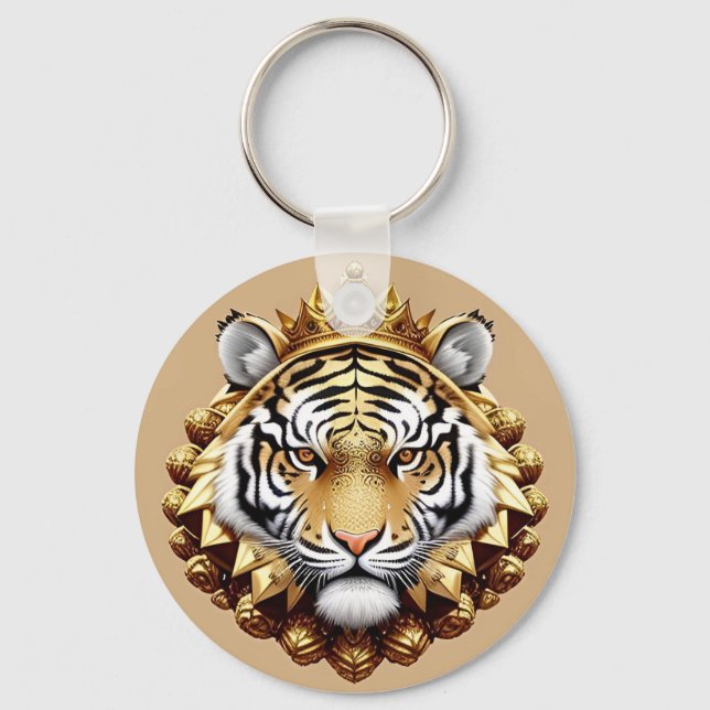 Golden Tiger Crest Emblem Keychain (Front)