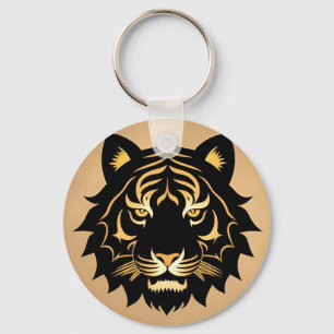 Golden Tiger Crest Emblem Keychain
