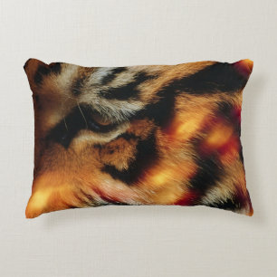 Golden Tiger Eye Close-Up Wildlife Poster Accent Pillow