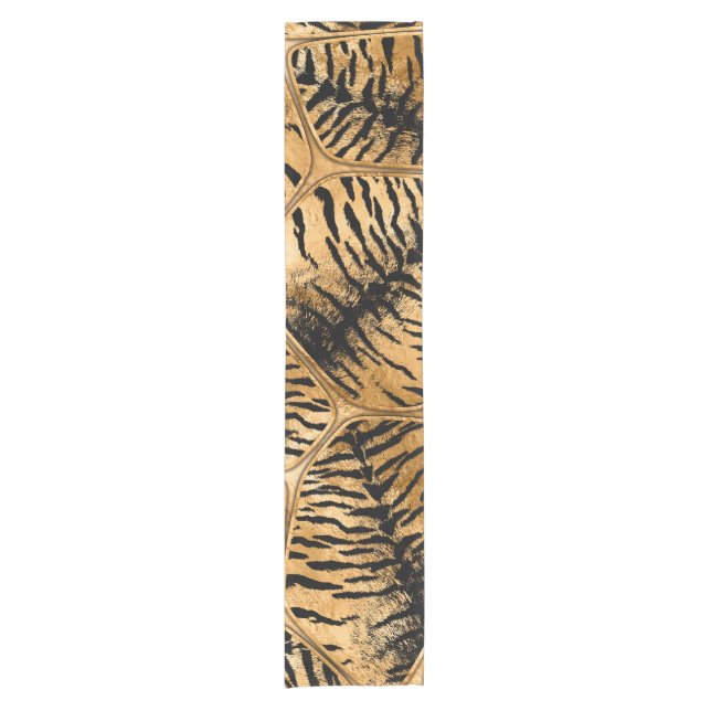 Golden Tiger Faux Fur Cells Short Table Runner (Front)