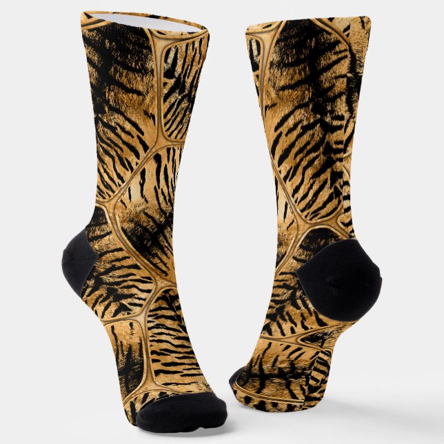 Golden Tiger Faux Fur Cells  Socks (Angled)