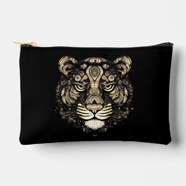 Golden Tiger Head  Accessory Pouch (Front)