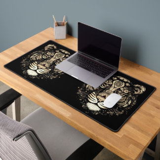 Golden Tiger Head Desk Mat