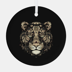 Golden Tiger Head Glass Ornament
