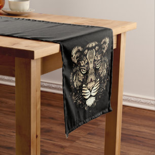 Golden Tiger Head Long Table Runner