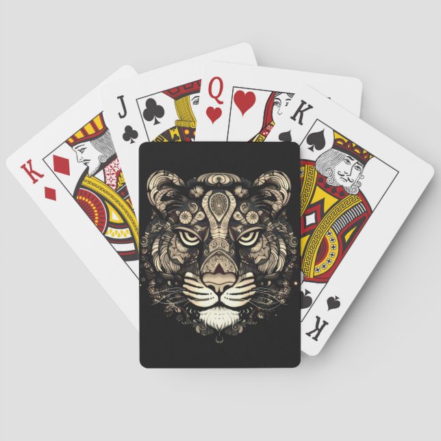 Golden Tiger Head  Playing Cards (Back)