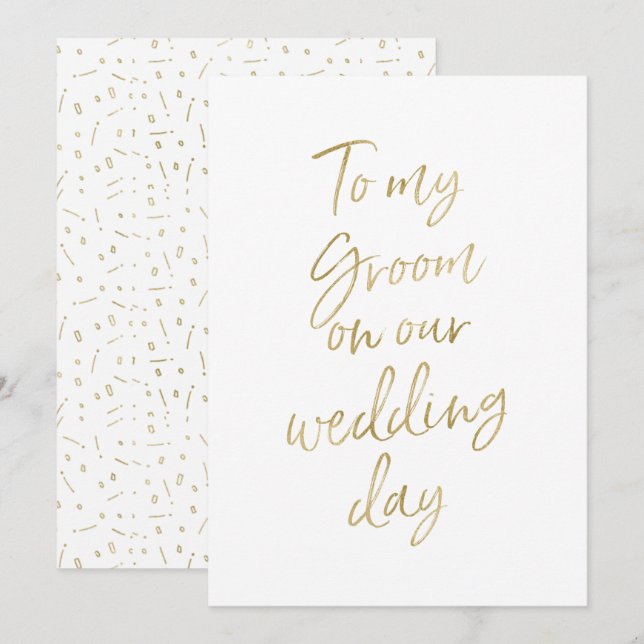 Golden "To my groom on our wedding day" Invitation (Front/Back)