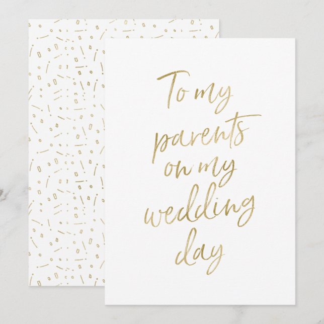 Golden "To my parents on my wedding day" Invitation (Front/Back)