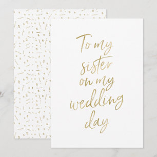 Golden "To my sister on my wedding day" Invitation