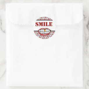 Golden Tooth Smile  Classic Round Sticker